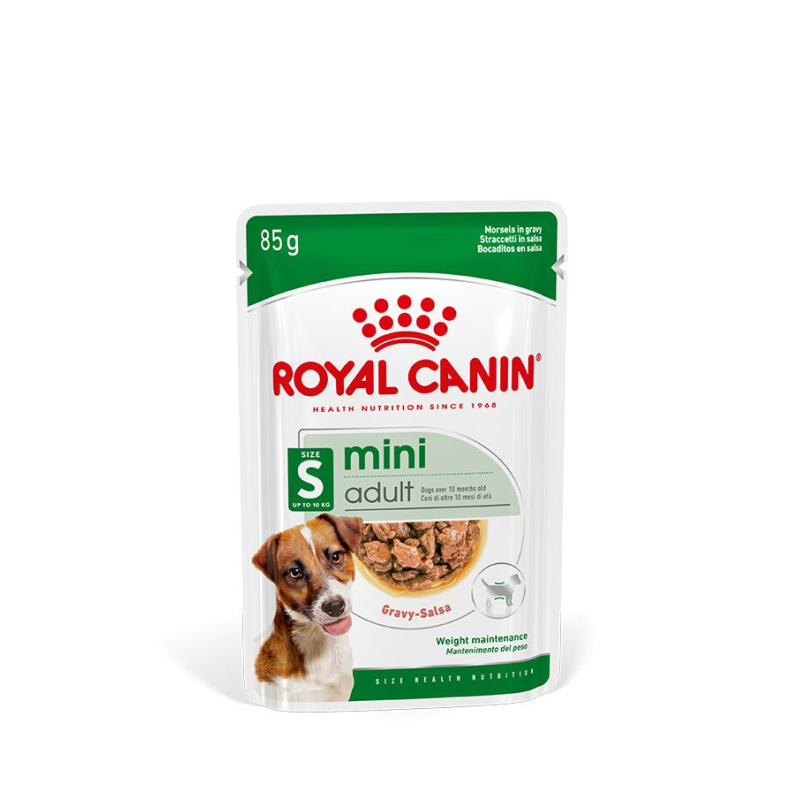 Royal Canin Mini Adult Gravy Köpek Yaş Mama ambalajı